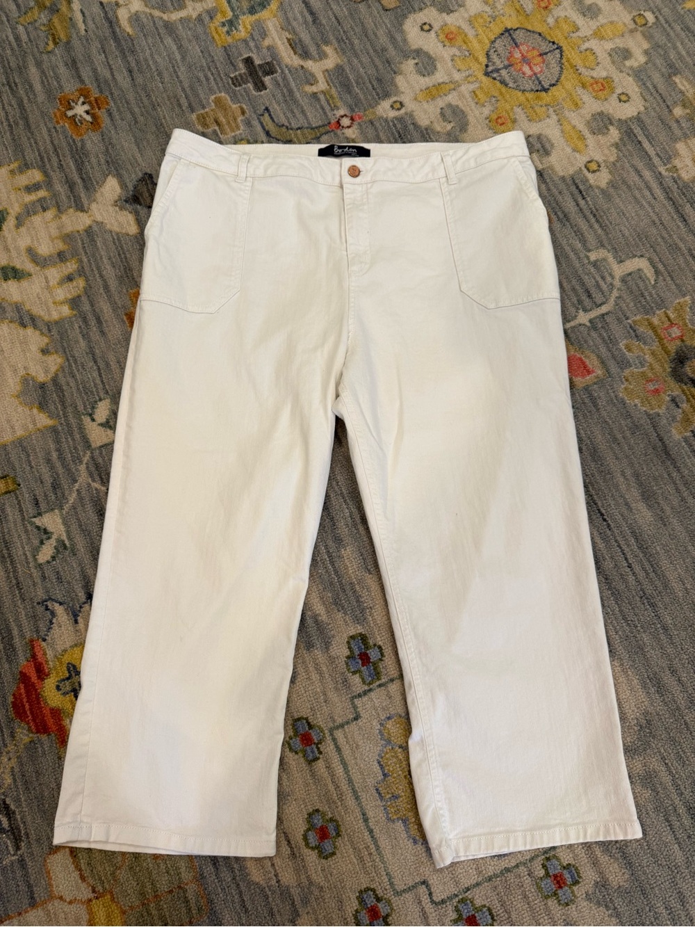 Boden The Dulverton Crop Jeans Womens US Size 22 Stretch White Denim Cropped